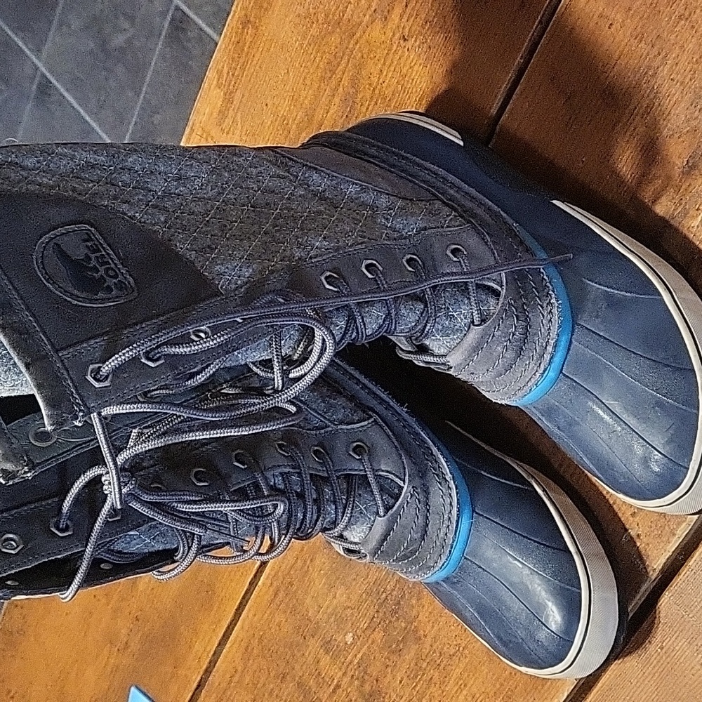 Sorel sorelli tall quilted wool gray blue boots sz 9